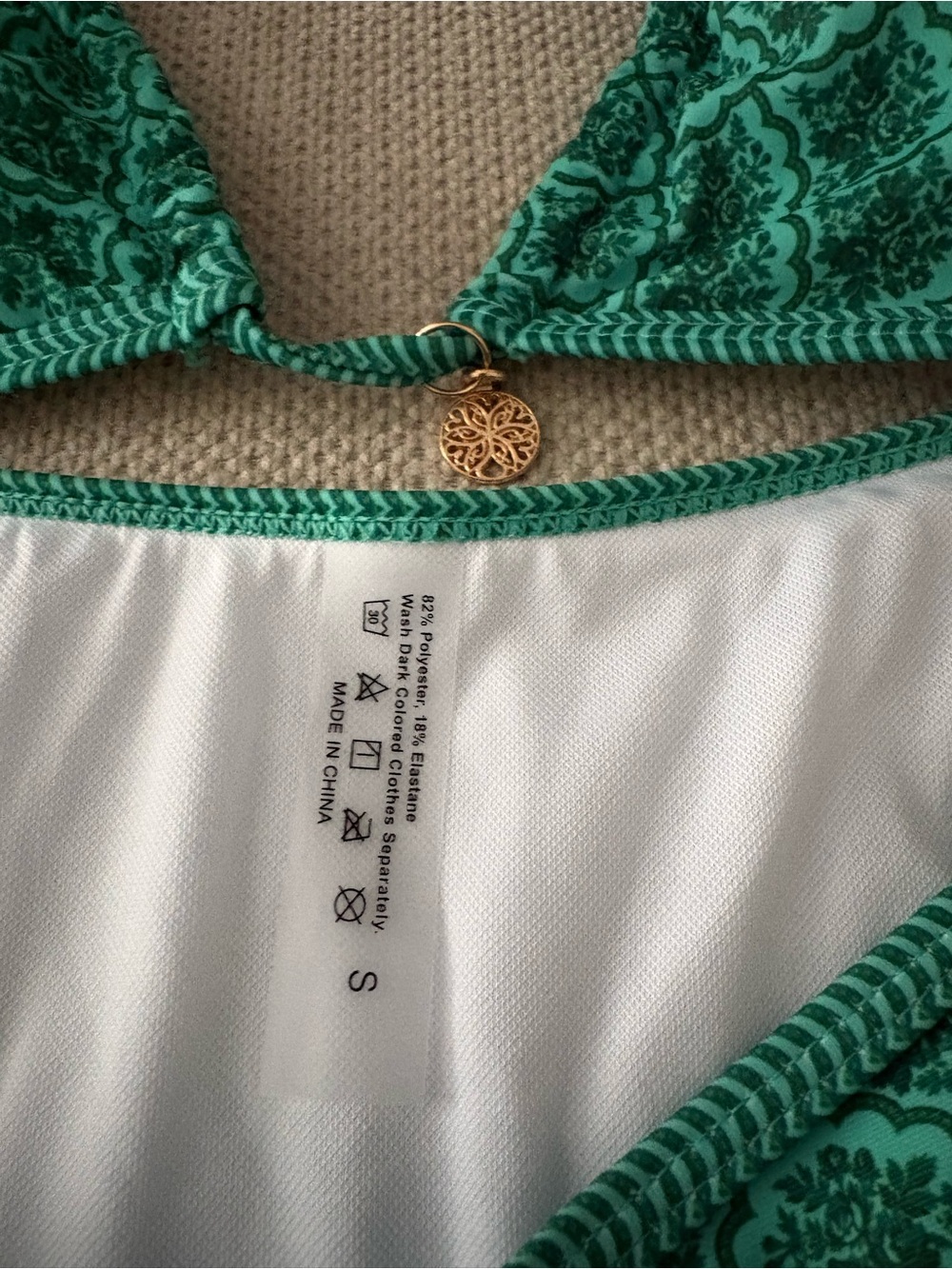 Cupshe Green Patterned Triangle Bikini Set - Picture 4 of 4